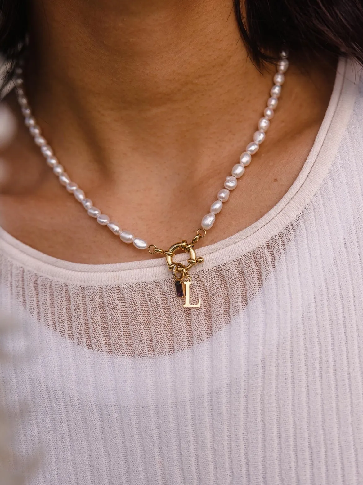 Charm Kette mit Perlen